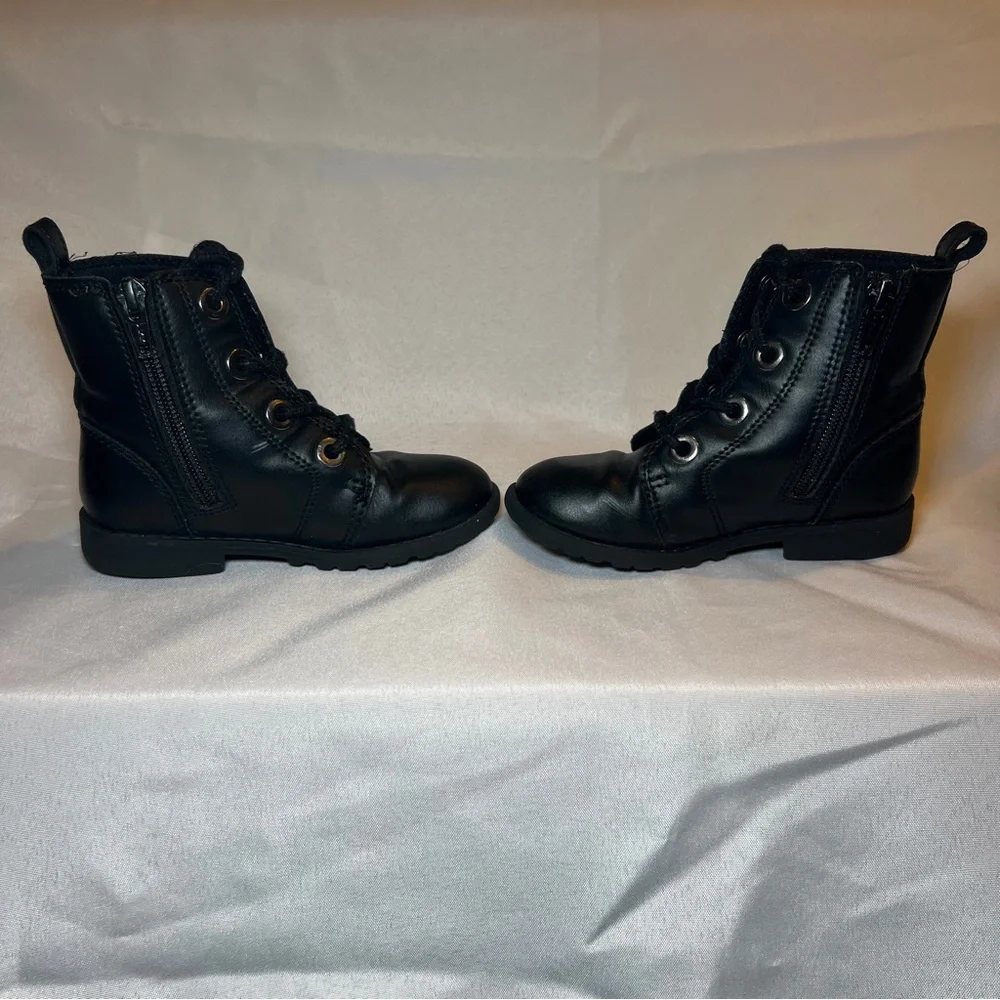 Old Navy Black Toddler‎ Girl Size 8 Combat Boots Lace Up Zipper